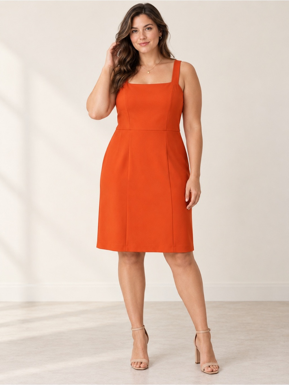 ON 34th Orange Square-Neck Sheath Dress Size 12 NWOT